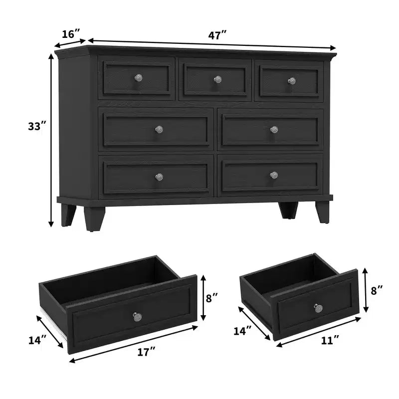 GustoWave Comò a 3/6/7 Cassetti, Mobile Contenitore in Legno con Raffinate Maniglie in Metallo, Comò dal Design Moderno per Camera da Letto, Soggiorno, Ingresso