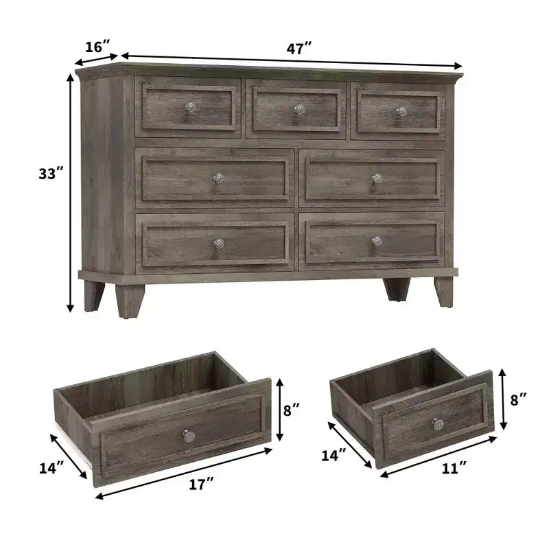 GustoWave Comò a 3/6/7 Cassetti, Mobile Contenitore in Legno con Raffinate Maniglie in Metallo, Comò dal Design Moderno per Camera da Letto, Soggiorno, Ingresso