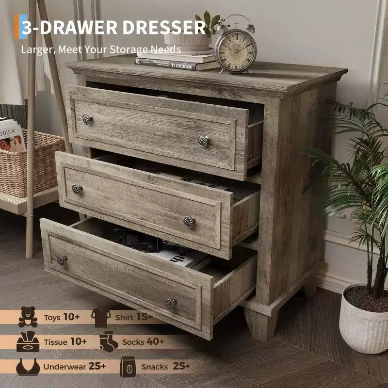 GustoWave Comò a 3/6/7 Cassetti, Mobile Contenitore in Legno con Raffinate Maniglie in Metallo, Comò dal Design Moderno per Camera da Letto, Soggiorno, Ingresso