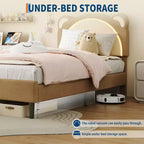 Struttura letto singolo, imbottita a piattaforma con testiera regolabile e LED smart, supporto a doghe in legno, nessun materasso a molle richiesto.