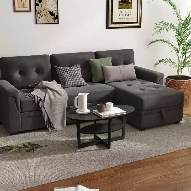 HOMLUX Tavolino da Caffè Ovale a 2 Livelli per Soggiorno con Ripiano Aperto, Finitura Effetto Legno