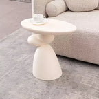 Okak Elegent Decorative End Table, Fiberglass Side Table with Pedestal, Decor Couch Table for Living Room, Bedroom, Guestroom