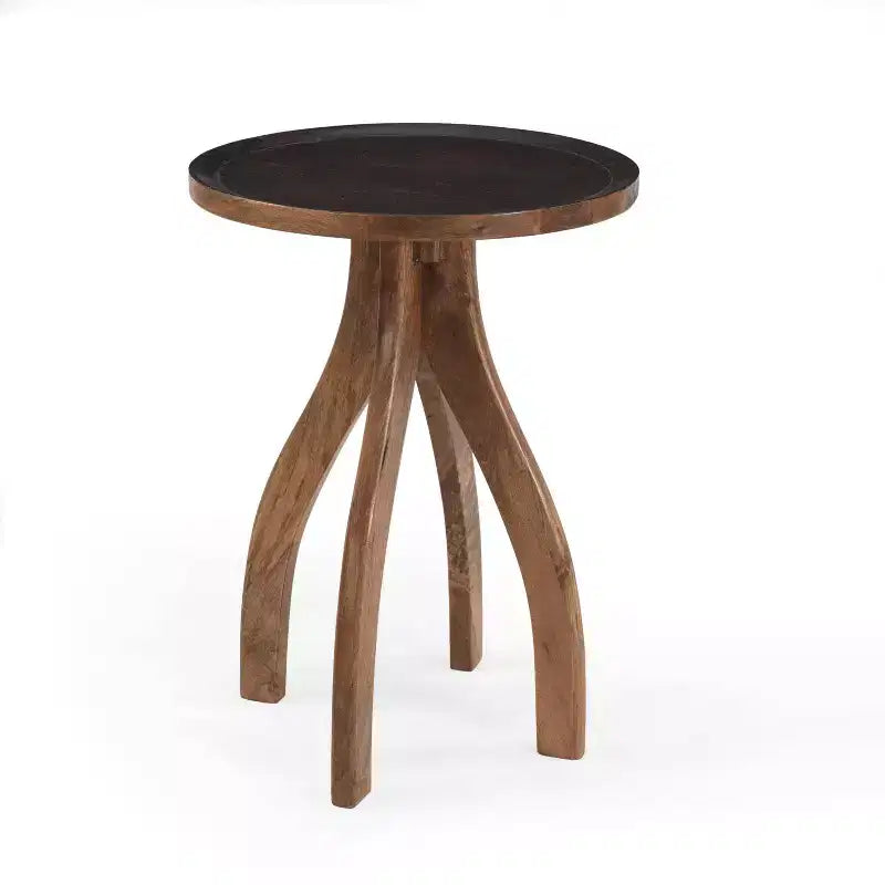 Okak Tavolino Vintage con 4 Gambe Ad Arco, Tavolino da Divano con Piano in Legno Scanalato, Tavolino d'Appoggio per Lato Divano, Tavolino d'Appoggio, Legno