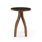 Okak Tavolino Vintage con 4 Gambe Ad Arco, Tavolino da Divano con Piano in Legno Scanalato, Tavolino d'Appoggio per Lato Divano, Tavolino d'Appoggio, Legno