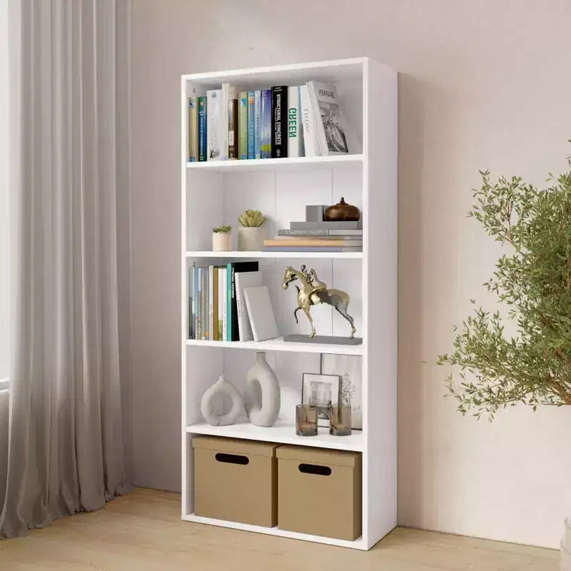 Libreria etagere Homez in legno da 134 cm con 5 ripiani regolabili