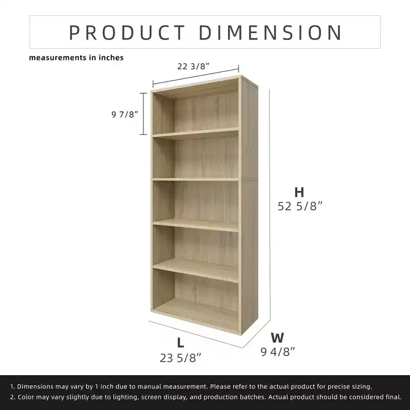 Libreria etagere Homez in legno da 134 cm con 5 ripiani regolabili