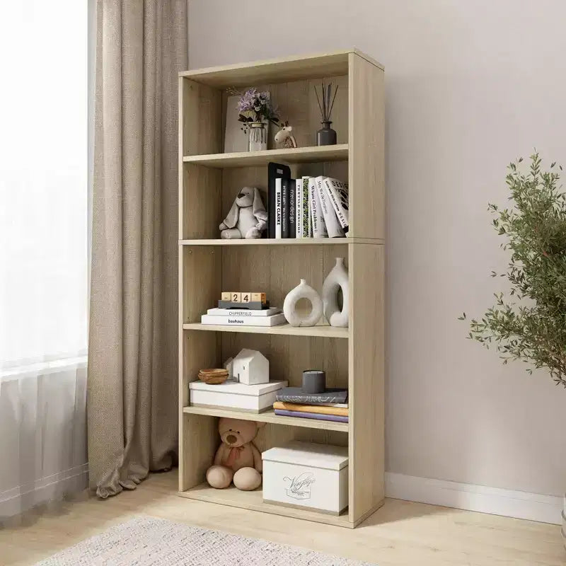 Libreria etagere Homez in legno da 134 cm con 5 ripiani regolabili
