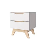 Homez 18.89 in. Tavolino rettangolare in legno bianco e rovere naturale con 2 cassetti