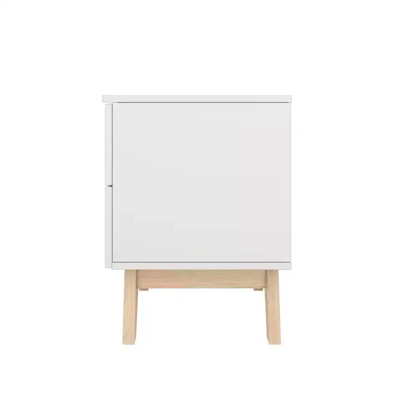 Homez 18.89 in. Tavolino rettangolare in legno bianco e rovere naturale con 2 cassetti