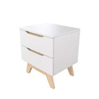 Homez 18.89 in. Tavolino rettangolare in legno bianco e rovere naturale con 2 cassetti