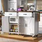 Okak Isola Cucina con Presa Elettrica e Ribalta, Tavolo Isola Cucina con Portaspezie, Ante e Cassetti, Isola Cucina con Ruote per la Casa