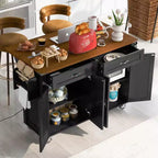 Okak Isola Cucina con Presa Elettrica e Ribalta, Tavolo Isola Cucina con Portaspezie, Ante e Cassetti, Isola Cucina con Ruote per la Casa