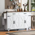 Okak Kitchen Island with Power Outlet and Drop Leaf, Kitchen Island Table with Spice Rack, Doors and Drawers, Rolling Kitchen Island for Home