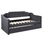 Divano Letto Estraibile Imbottito con Rotelle, Struttura Divano Letto Singolo per Camera da Letto, Nero