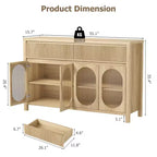 Credenza grande con 4 ante in vetro, mobile buffet con vano contenitore, tavolino da buffet per angolo caffè