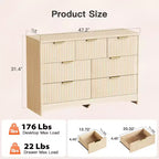 Cassettiera a 7 cassetti, cassettiera moderna in legno, cassettiere con design a bordo arrotondato, supporto TV con cassettiera, organizer in legno per camera da letto, soggiorno