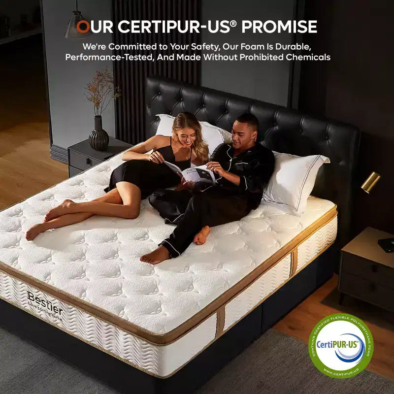 Bestier Materasso a 10 molle gemelle, Materasso ibrido a molle e memory foam in scatola, Materasso traspirante a rigidità media, Sollievo dalla pressione