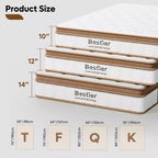 Bestier Materasso a 10 molle gemelle, Materasso ibrido a molle e memory foam in scatola, Materasso traspirante a rigidità media, Sollievo dalla pressione
