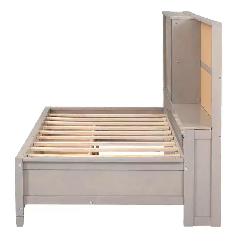 Letto a giorno in metallo singolo con testiera libreria, letto a giorno con letto estraibile e porte USB, letto a giorno Captain's con ripiani portaoggetti