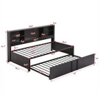 Letto a giorno in metallo singolo con testiera libreria, letto a giorno con letto estraibile e porte USB, letto a giorno Captain's con ripiani portaoggetti