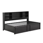 Letto a giorno in metallo singolo con testiera libreria, letto a giorno con letto estraibile e porte USB, letto a giorno Captain's con ripiani portaoggetti
