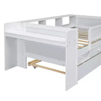 Letto a giorno in metallo singolo con testiera libreria, letto a giorno con letto estraibile e porte USB, letto a giorno Captain's con ripiani portaoggetti