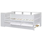 Letto a giorno in metallo singolo con testiera libreria, letto a giorno con letto estraibile e porte USB, letto a giorno Captain's con ripiani portaoggetti