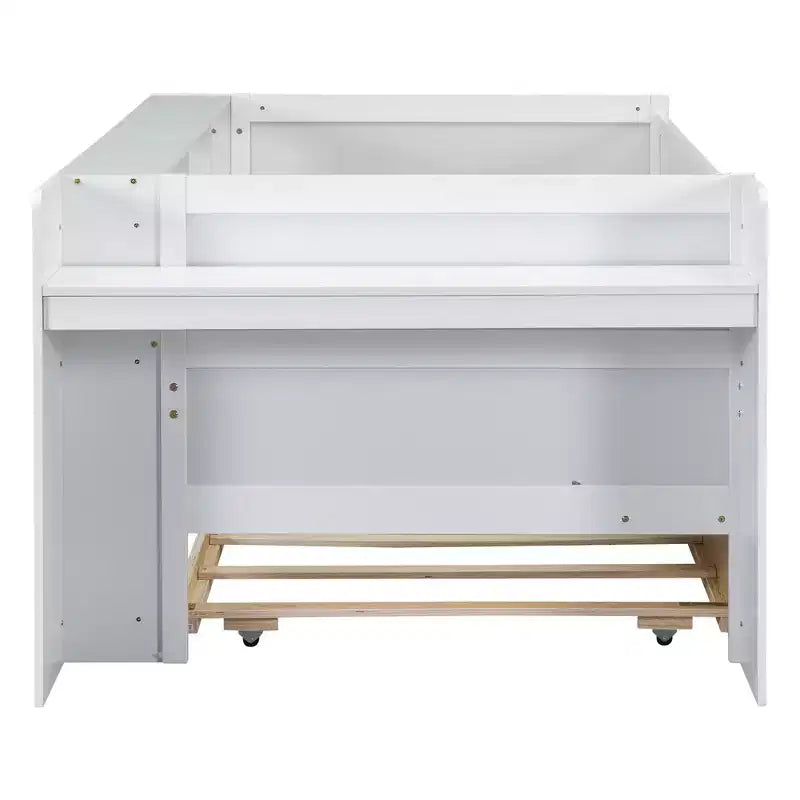 Letto a giorno in metallo singolo con testiera libreria, letto a giorno con letto estraibile e porte USB, letto a giorno Captain's con ripiani portaoggetti