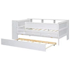 Letto a giorno in metallo singolo con testiera libreria, letto a giorno con letto estraibile e porte USB, letto a giorno Captain's con ripiani portaoggetti