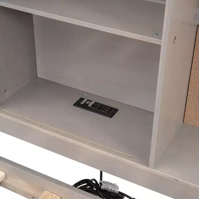 Letto a giorno in metallo singolo con testiera libreria, letto a giorno con letto estraibile e porte USB, letto a giorno Captain's con ripiani portaoggetti