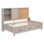 Letto a giorno in metallo singolo con testiera libreria, letto a giorno con letto estraibile e porte USB, letto a giorno Captain's con ripiani portaoggetti