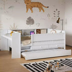 Letto a giorno in metallo singolo con testiera libreria, letto a giorno con letto estraibile e porte USB, letto a giorno Captain's con ripiani portaoggetti