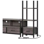 Supporti per TV LED per televisori da 65 pollici, mobile TV con librerie a 4 ripiani e prese di corrente, mobiletto console TV per soggiorno