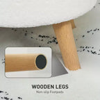 Pouf Ottomano Rotondo con Contenitore, Poggiapiedi Imbottito in Lino con Seduta Imbottita, Spazio Nascosto e Gambe in Legno