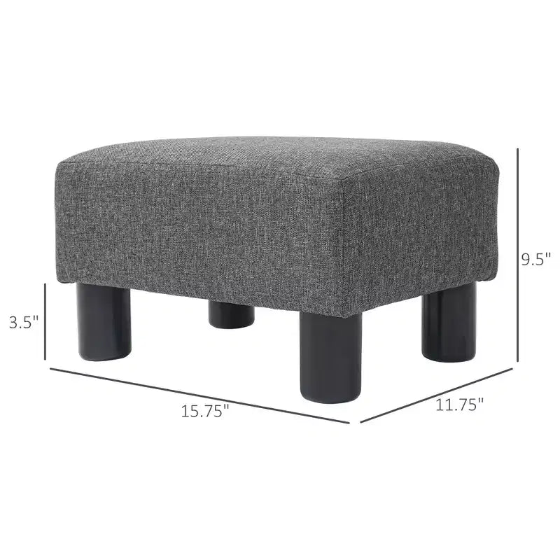 Poggiapiedi Ottomano Piccolo, Poggiapiedi con Rivestimento in Tessuto di Lino e Gambe in Plastica, Pouf Cubo