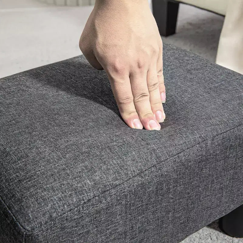Poggiapiedi Ottomano Piccolo, Poggiapiedi con Rivestimento in Tessuto di Lino e Gambe in Plastica, Pouf Cubo