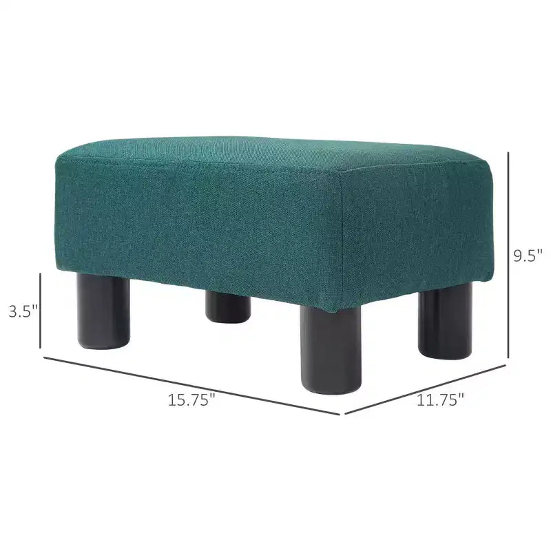 Poggiapiedi Ottomano Piccolo, Poggiapiedi con Rivestimento in Tessuto di Lino e Gambe in Plastica, Pouf Cubo