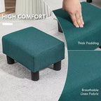 Poggiapiedi Ottomano Piccolo, Poggiapiedi con Rivestimento in Tessuto di Lino e Gambe in Plastica, Pouf Cubo