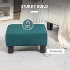 Poggiapiedi Ottomano Piccolo, Poggiapiedi con Rivestimento in Tessuto di Lino e Gambe in Plastica, Pouf Cubo