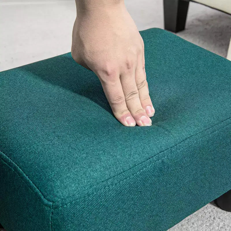 Poggiapiedi Ottomano Piccolo, Poggiapiedi con Rivestimento in Tessuto di Lino e Gambe in Plastica, Pouf Cubo