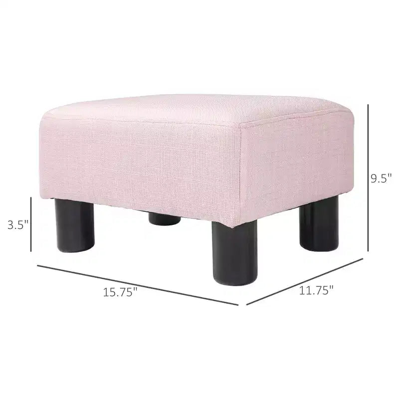Poggiapiedi Ottomano Piccolo, Poggiapiedi con Rivestimento in Tessuto di Lino e Gambe in Plastica, Pouf Cubo