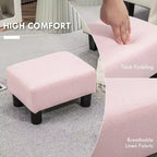 Poggiapiedi Ottomano Piccolo, Poggiapiedi con Rivestimento in Tessuto di Lino e Gambe in Plastica, Pouf Cubo