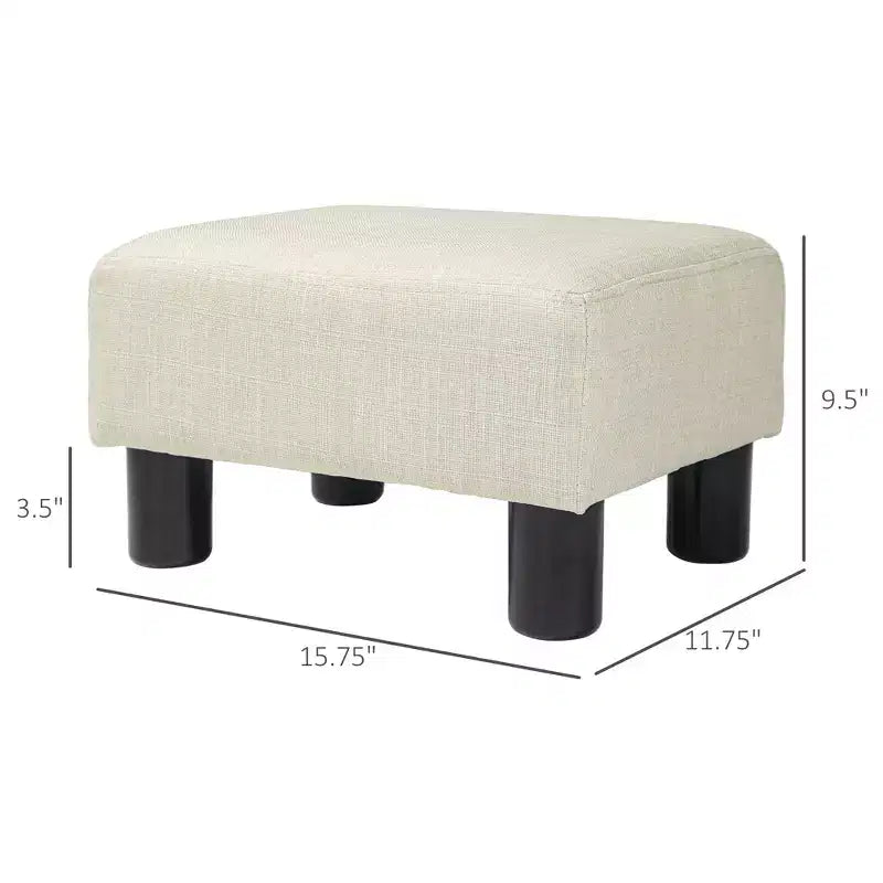 Poggiapiedi Ottomano Piccolo, Poggiapiedi con Rivestimento in Tessuto di Lino e Gambe in Plastica, Pouf Cubo