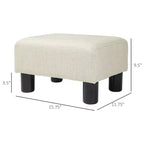 Poggiapiedi Ottomano Piccolo, Poggiapiedi con Rivestimento in Tessuto di Lino e Gambe in Plastica, Pouf Cubo