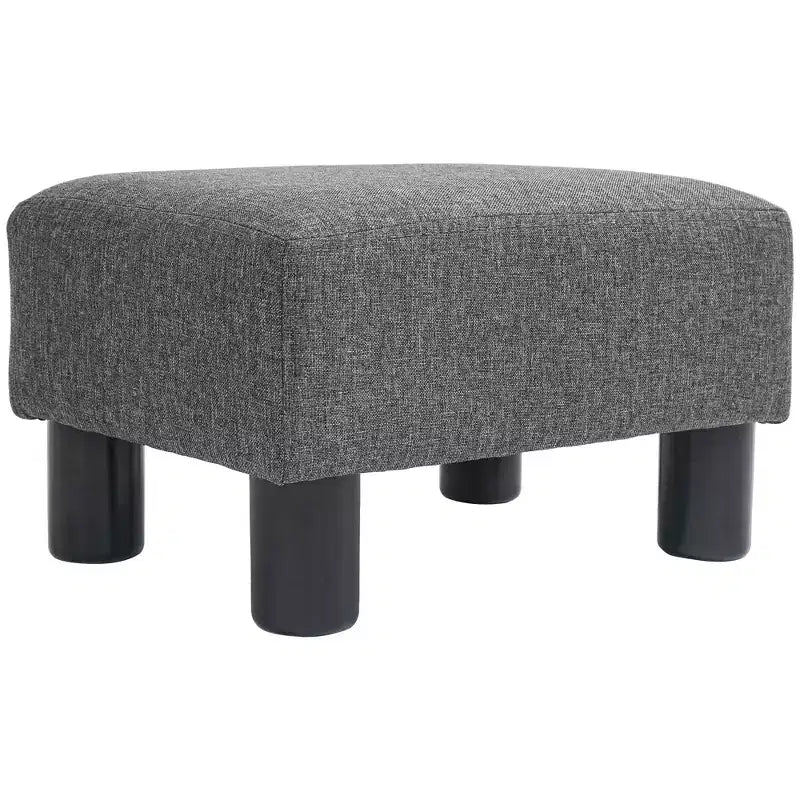 Poggiapiedi Ottomano Piccolo, Poggiapiedi con Rivestimento in Tessuto di Lino e Gambe in Plastica, Pouf Cubo