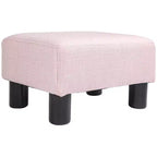 Poggiapiedi Ottomano Piccolo, Poggiapiedi con Rivestimento in Tessuto di Lino e Gambe in Plastica, Pouf Cubo
