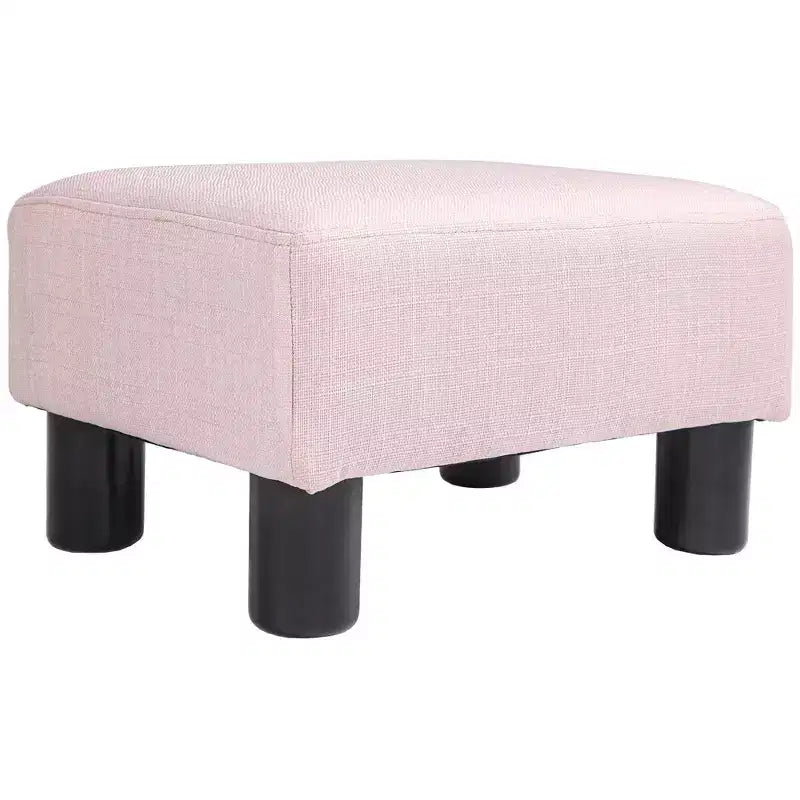 Poggiapiedi Ottomano Piccolo, Poggiapiedi con Rivestimento in Tessuto di Lino e Gambe in Plastica, Pouf Cubo