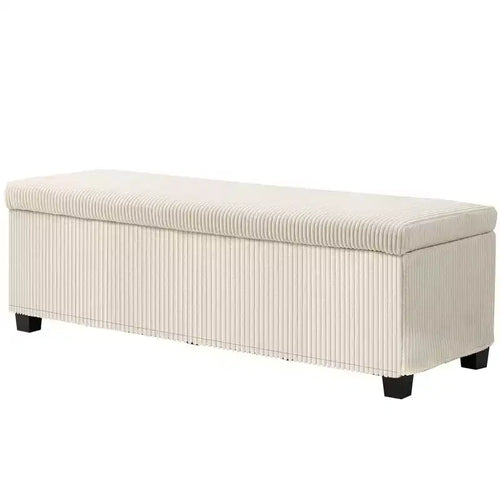 47 Inches Storage Ottoman Bench, Foot Rest with Legs, End of Bed Bench, Corduroy Storage Chest for Living Room