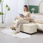 Panca Pouf Contenitore 47 Pollici, Poggiapiedi con Gambe, Panca Fondo Letto, Baule Contenitore in Velluto a Coste per Soggiorno