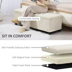 Panca Pouf Contenitore 47 Pollici, Poggiapiedi con Gambe, Panca Fondo Letto, Baule Contenitore in Velluto a Coste per Soggiorno